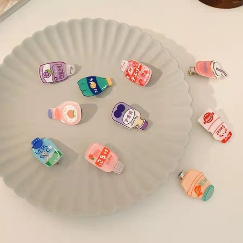 PVN60315 Kẹp Tóc Hình Bình Trà Sữa / Nước Ép Hoạt Hình Dễ Thương Cho Bé Gái