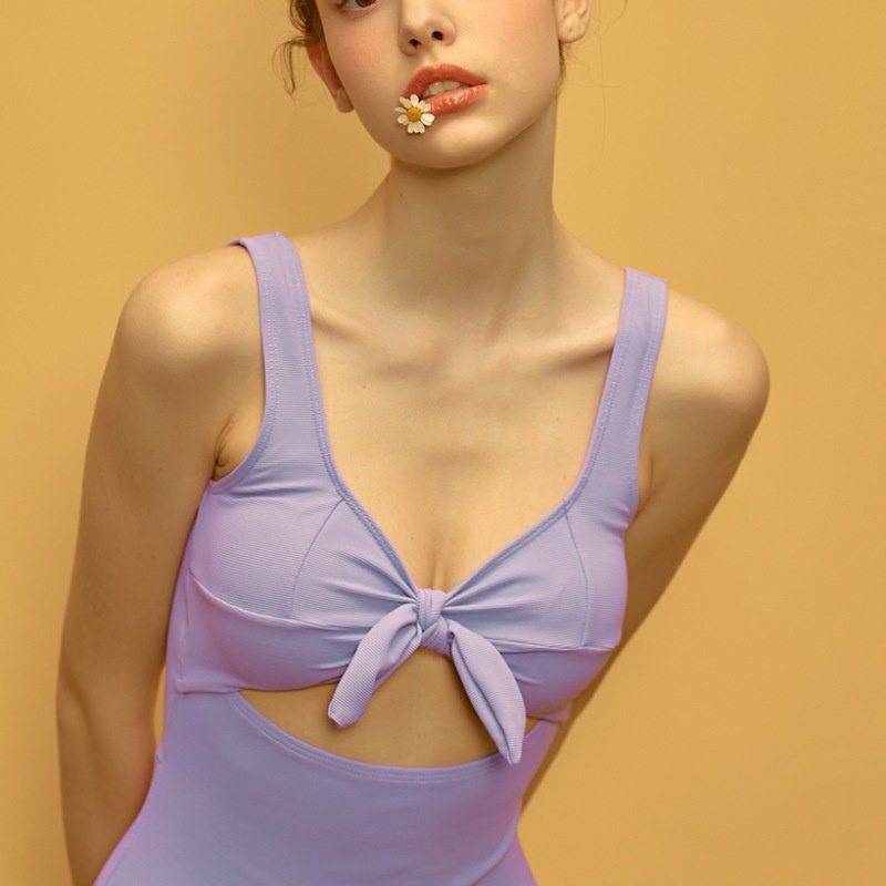 One Đồ Bơi Một Mảnh Thắt Nơ Sau Lưng Màu Trơn Gợi Cảm Cho Nữ