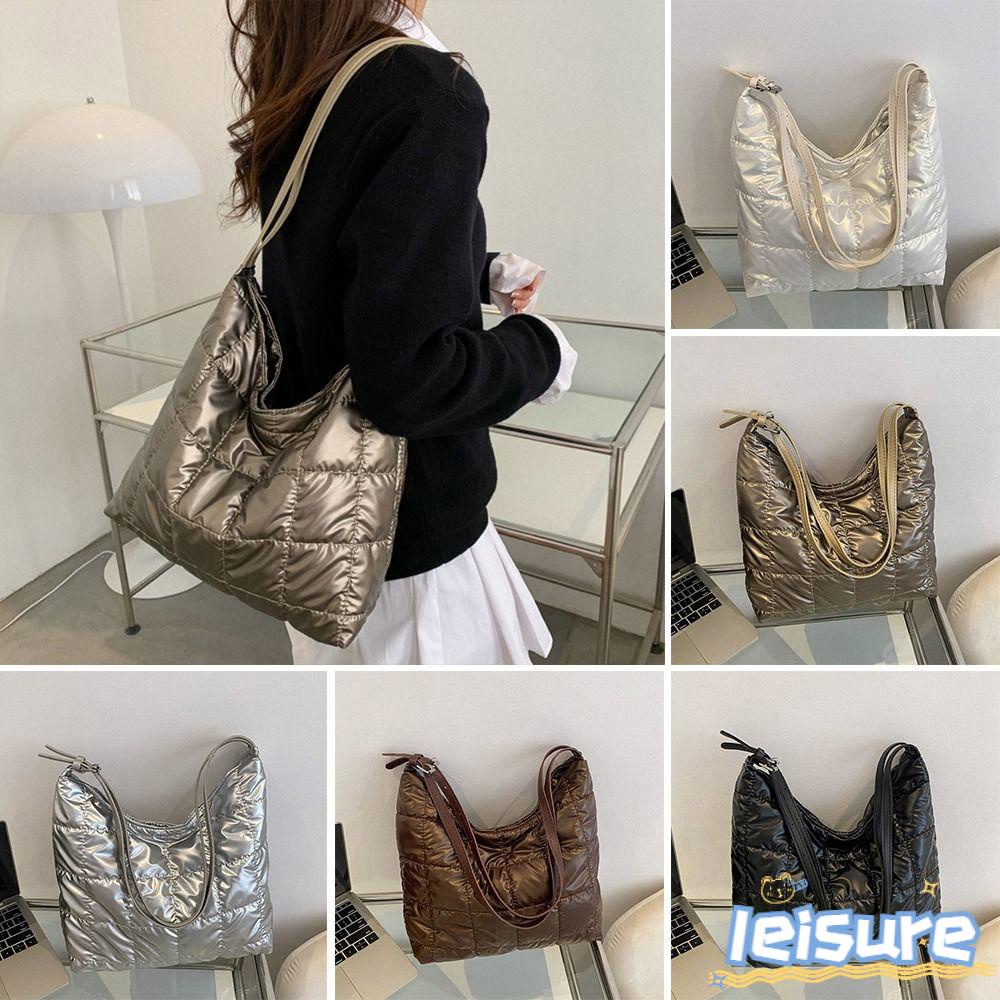 LEISURE Túi Tote Đeo Vai Vải Cotton Cỡ Lớn Thời Trang