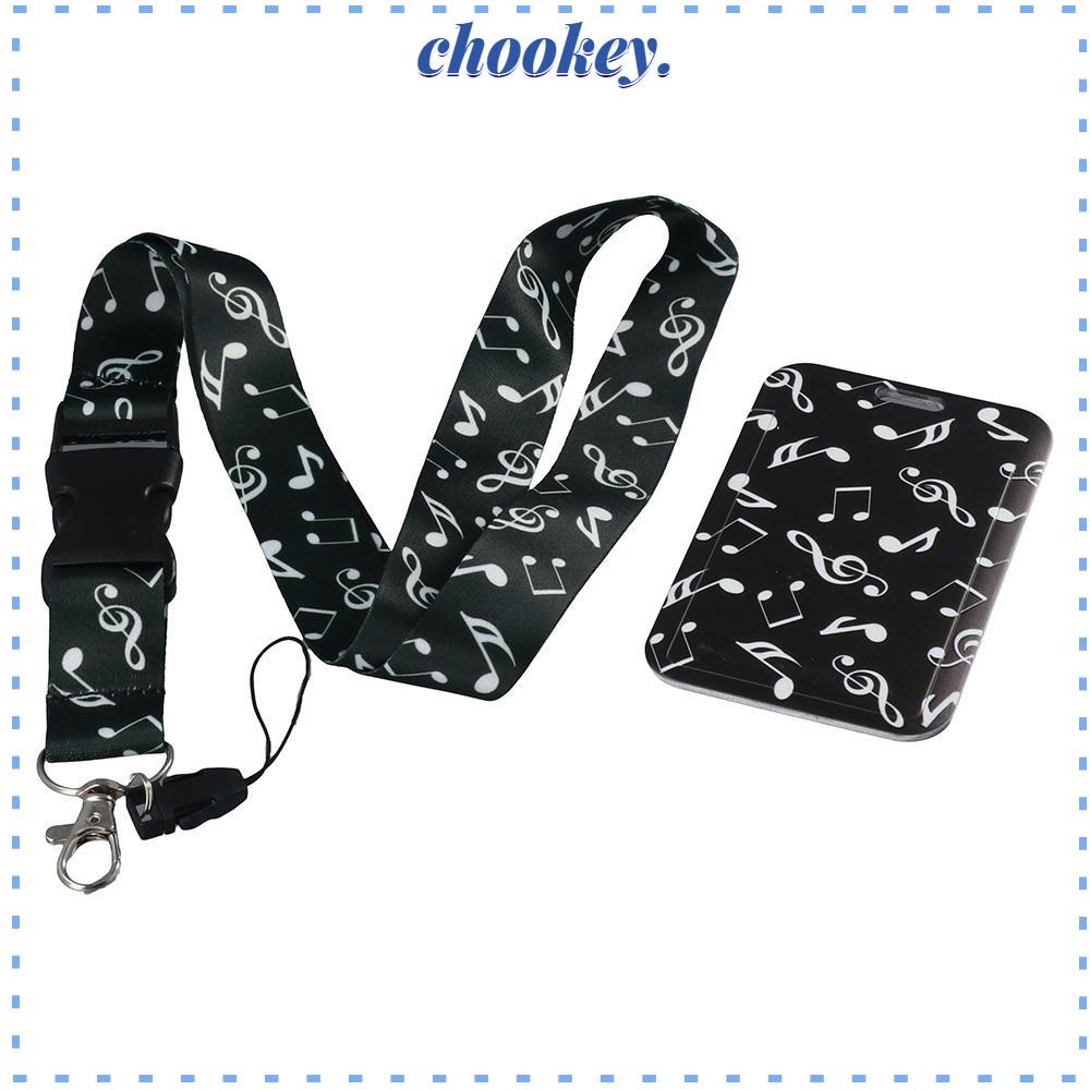 CHOOKEY Móc Khóa Dacron Màu Đen Có Dây Buộc Thẻ ID Cho Văn Phòng