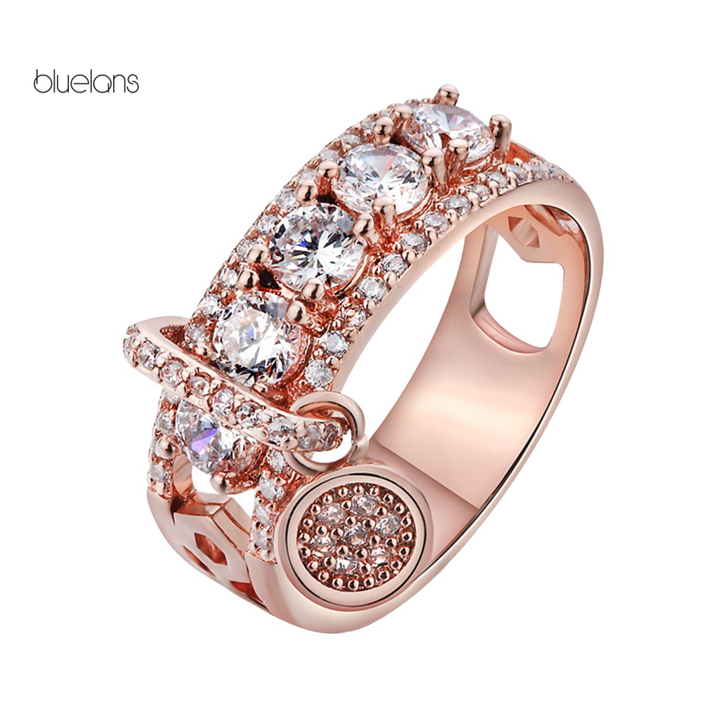 Nhẫn Đính Đá Zircon Tròn Sang Trọng Cho Nữ