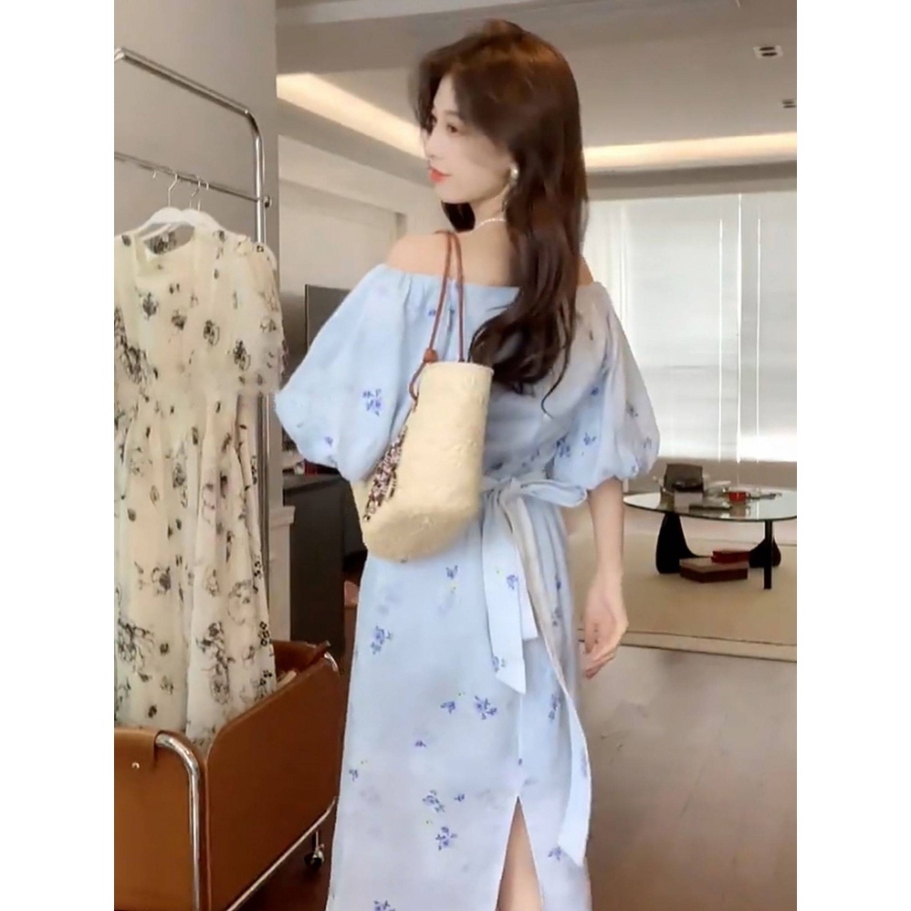 Đầm Tay Phồng Họa Tiết Hoa Phong Cách Pháp Thời Trang Mùa Hè Xinh Xắn Cho Nữ