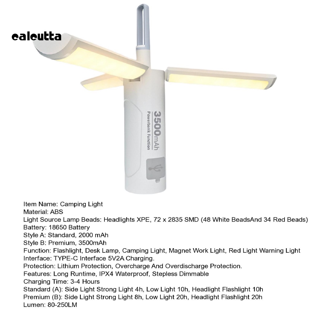 1 Bộ Đèn Cắm Trại Chống Nước Có Thể Gấp Lại Độ Sáng Cao