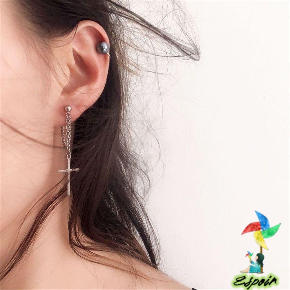 ESPO Khuyên Tai Chuỗi Xích Chéo Siêu Ngầu Không Xỏ Lỗ