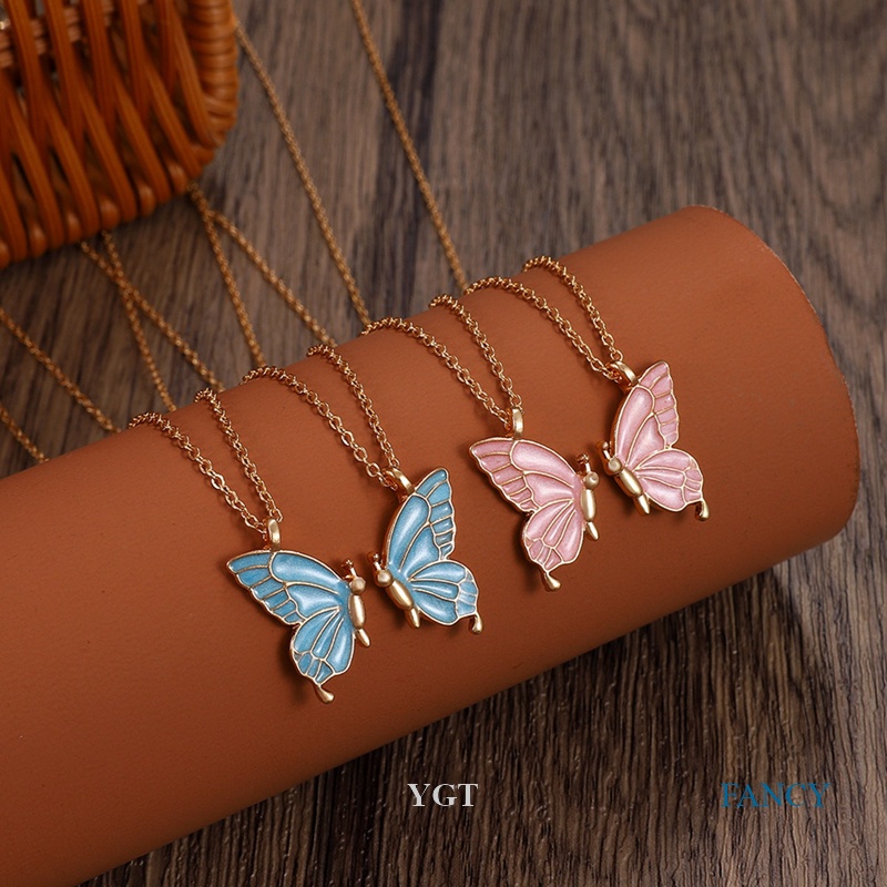 Ygt Set 2 Vòng cổ Mặt Hình Bướm Lấp Lánh Cho Nữ