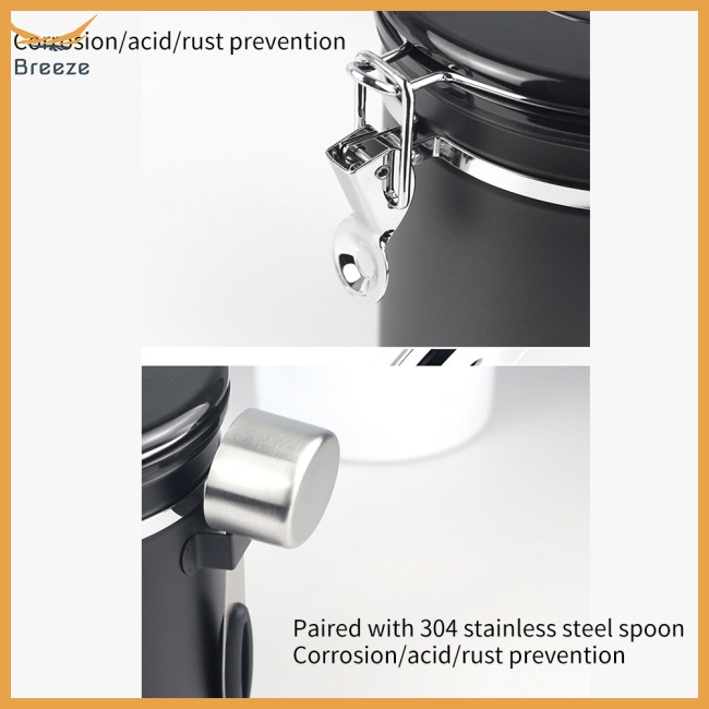 Hộp Đựng Cà Phê Kín Khí Với Van Một Chiều Co2 Bằng Thép Không Gỉ Kèm Thước Đo