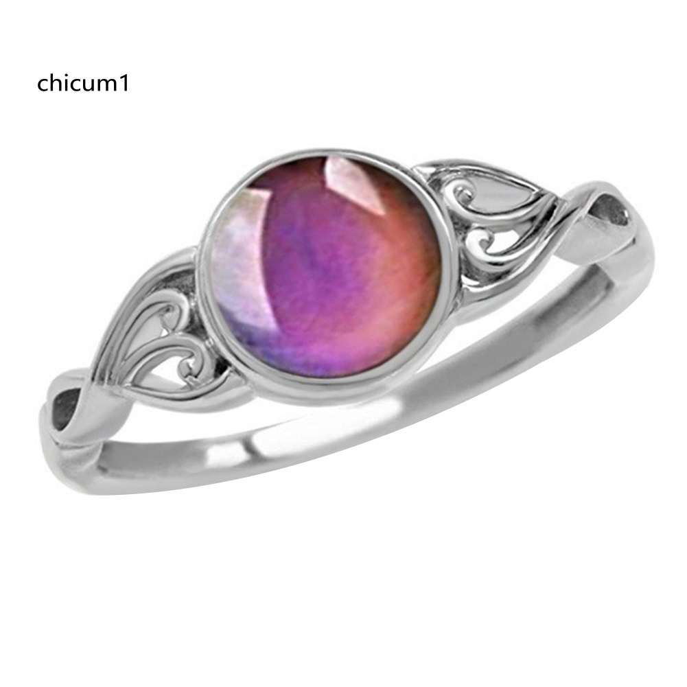 Nhẫn Đính Đá Tròn Thay Đổi Màu Sắc Theo Tâm Trạng Thời Trang Cho Nữ