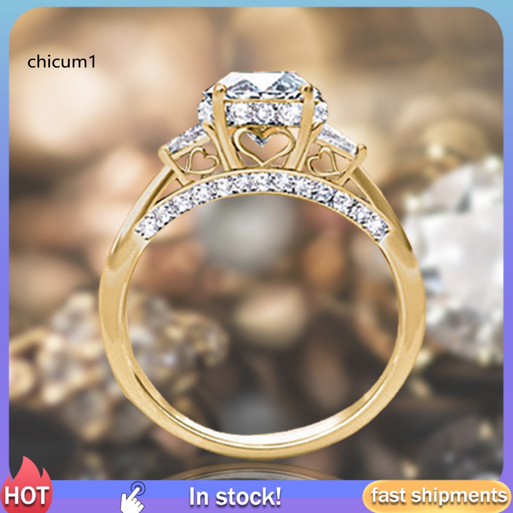 Set 2 Nhẫn Hợp Kim Đính Đá Zircon Sáng Tạo Cho Nữ