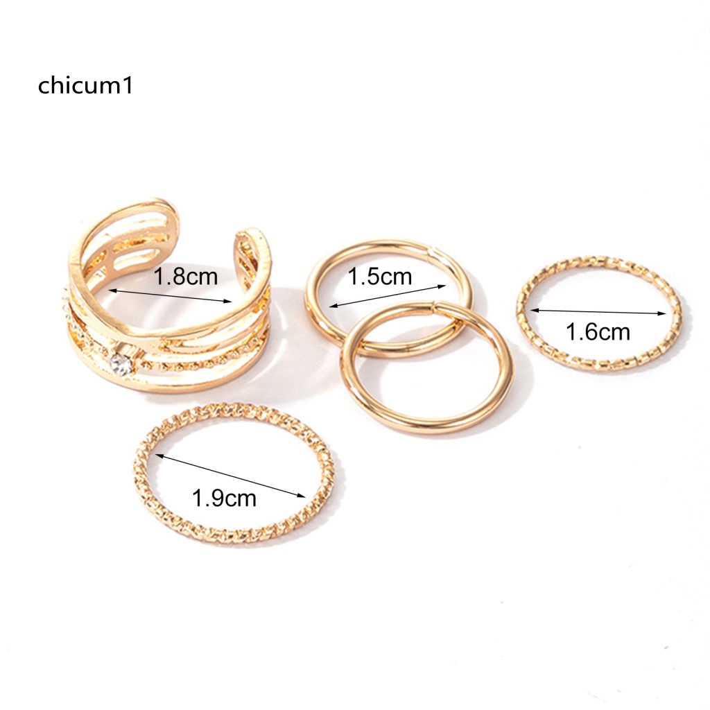 Set 5 Nhẫn Đeo Khớp Ngón Tay Màu Sắc Lấp Lánh Dễ Phối Đồ