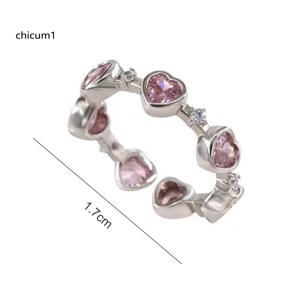 Nhẫn Hở Hình Trái Tim Đính Đá Pha Lê Nhân Tạo Màu Hồng Xinh Xắn Thời Trang Cho Nữ