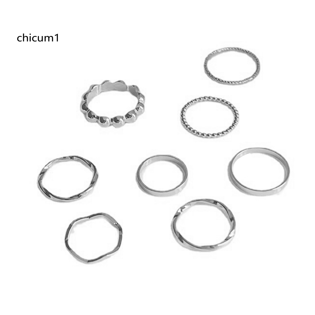 Set 8 Nhẫn Đeo Khớp Ngón Tay Mạ Điện Không Gây Dị Ứng Trang Trí Họa Tiết Hình Học Tinh Tế Thời Trang Tối Giản Cho Nữ