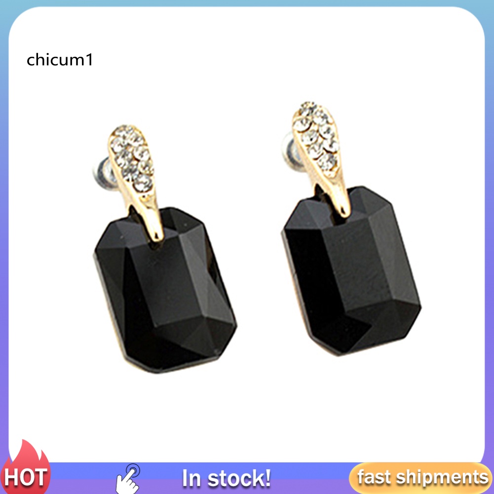 Khuyên Tai Đính Đá Chữ Nhật Thời Trang Nữ Tính