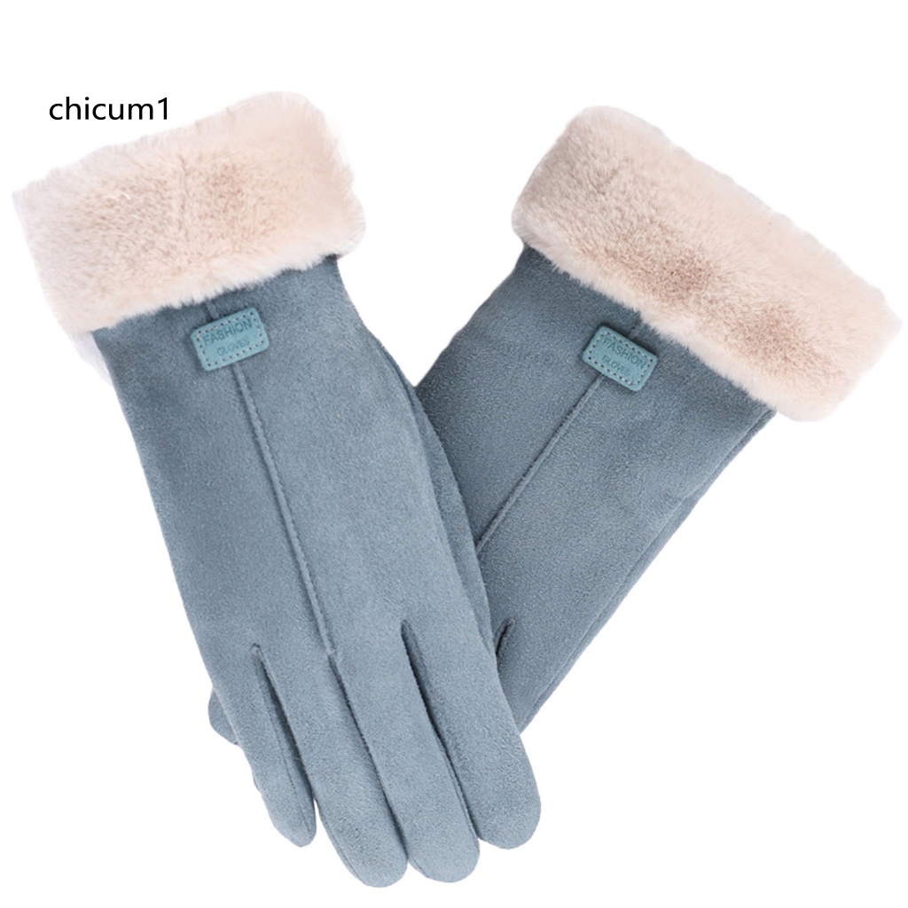 1 Đôi Găng Tay Da Lộn Chống Trượt Màu Trơn Chống Gió Có Thể Dùng Màn Hình Cảm Ứng Tiện Lợi