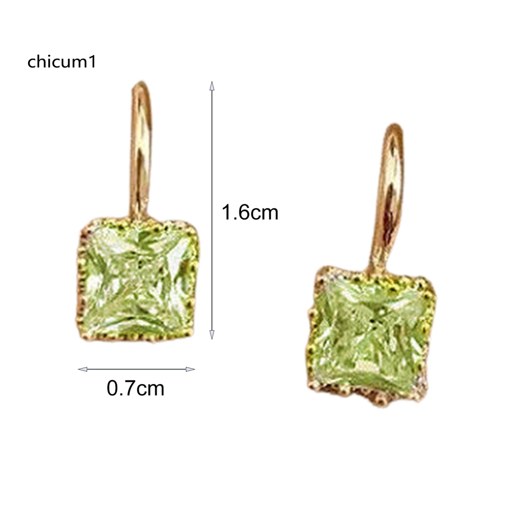 1 Đôi Bông Tai Hình Vuông Đính Đá Thời Trang