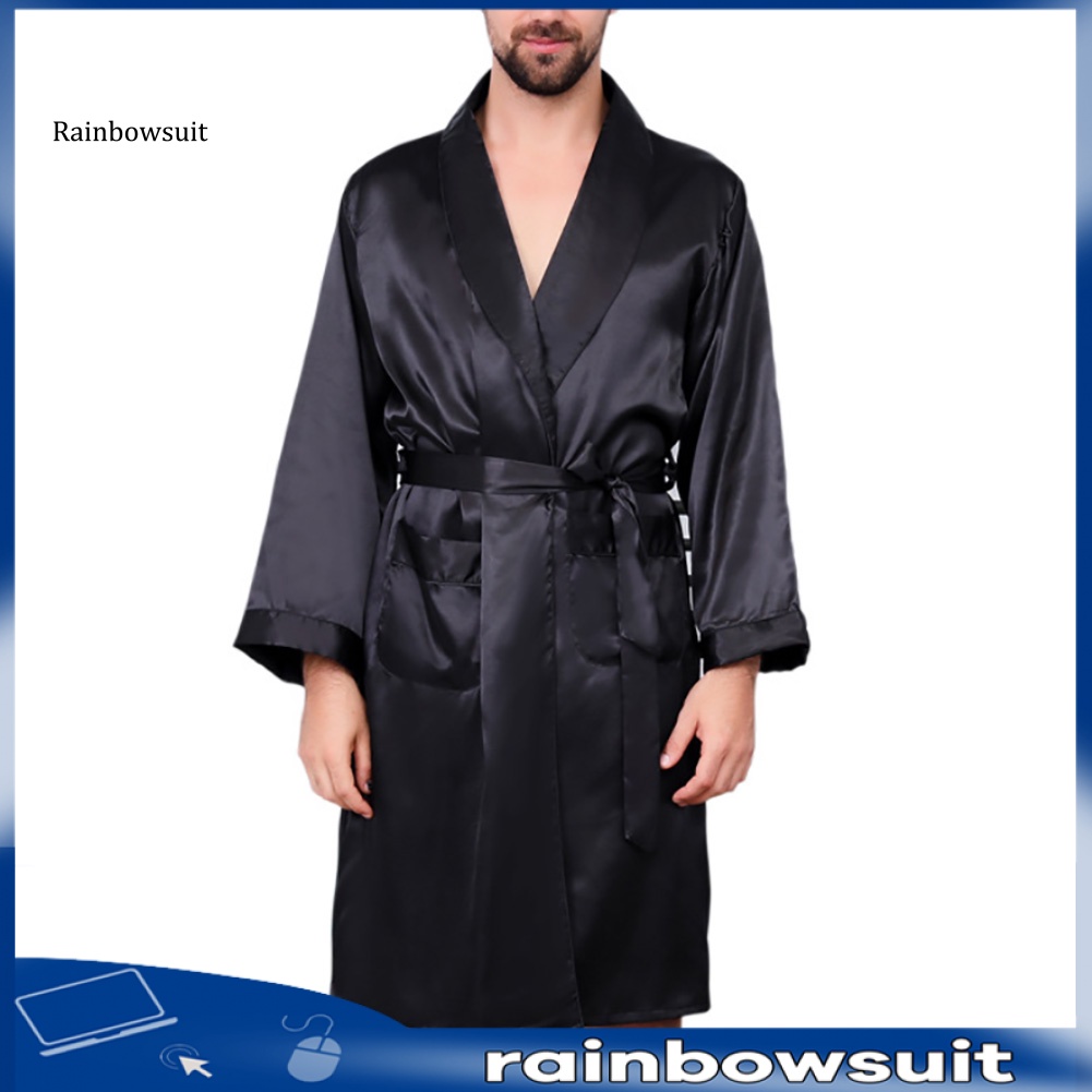 Áo Choàng Tắm Giả Lụa Kèm Túi Thắt Lưng Thời Trang Mùa Hè Cho Nam