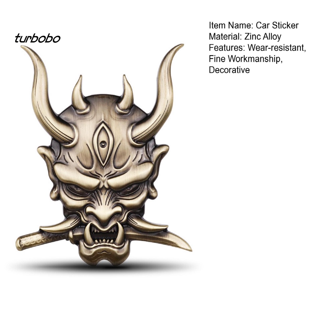 Miếng Dán Trang Trí Xe Hơi Tự Dính Chống Thấm Nước Hình Đầu Lâu Chiến Binh Nhật Bản 3D Sáng Tạo