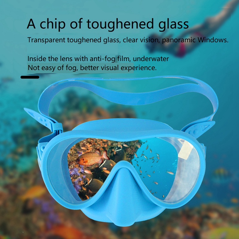 1 Mặt Nạ Lặn Cao Cấp Kèm Vỏ Bọc Mũi Màu Xanh Dương Cho Người Lớn