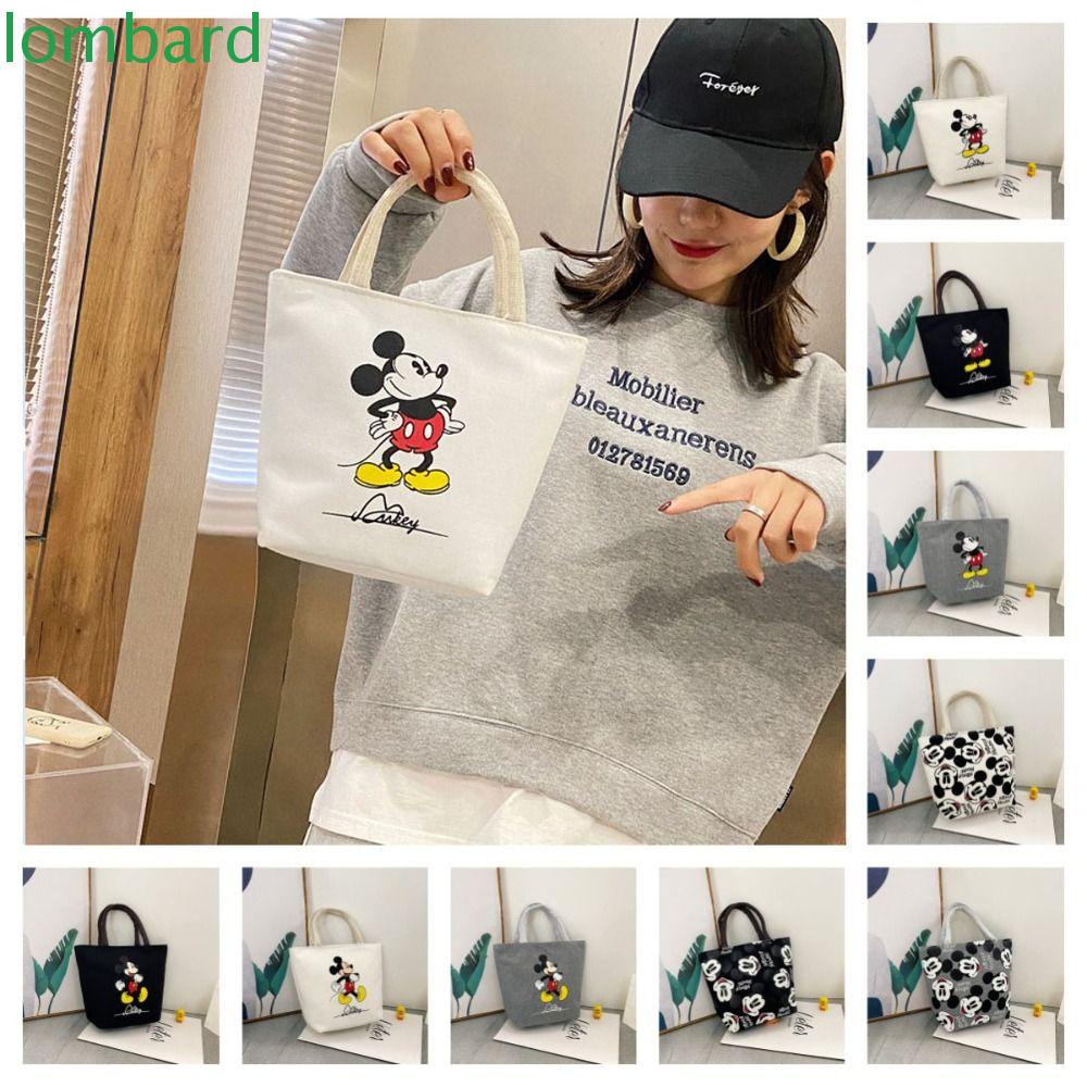 LOMBARD Túi Đeo Chéo Canvas Đa Năng In Hình Chuột Mickey Thời Trang