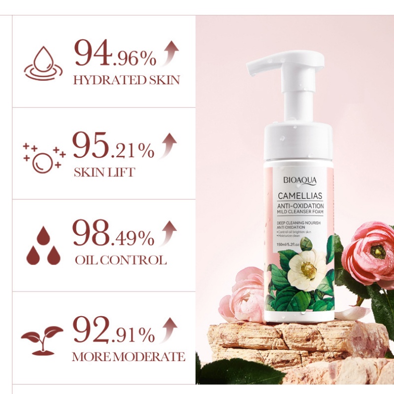 Sữa Rửa Mặt BIOAQUA Camellia Làm Sạch Sâu Nhẹ Nhàng Dưỡng Ẩm Làm Sáng Da 150ml