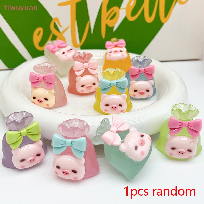 < Yiwuyuan > Mặt Dây Chuyền Hình Heo Hoạt Hình Dạ Quang Trang Trí Điện Thoại Di Động Mini May Mắn Bằng Nhựa Resin Mới DIY