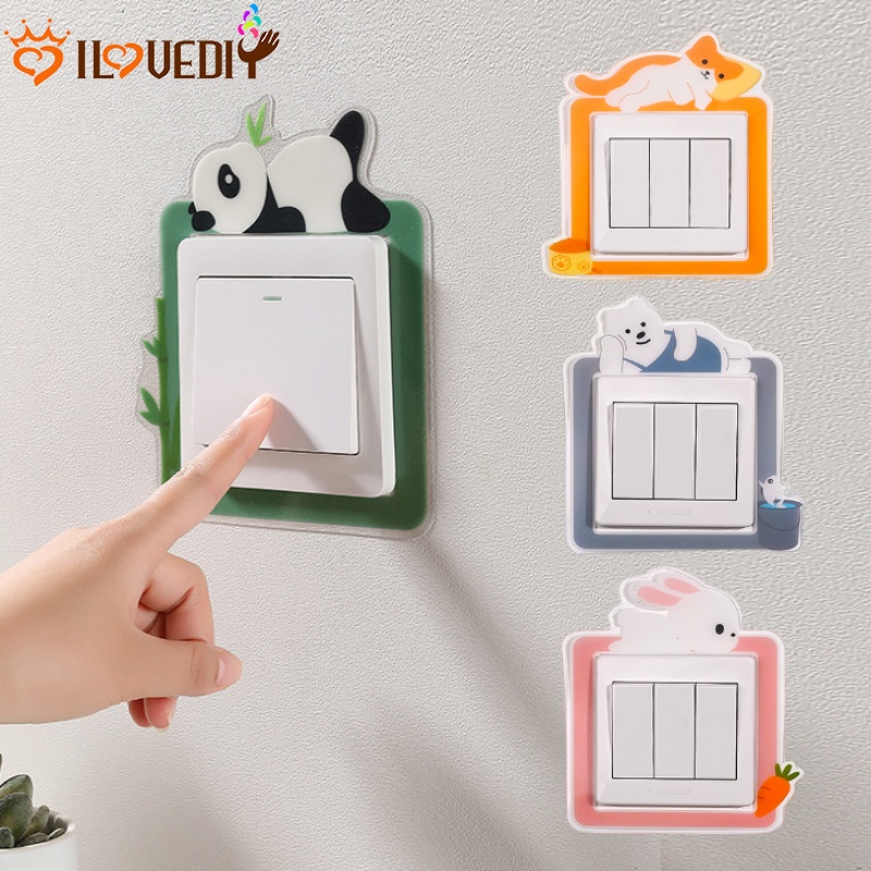 Miếng Dán Ổ Cắm Điện Bằng PVC Chống Thấm Nước / Chống Mòn Họa Tiết Hoạt Hình Dễ Tháo Gỡ Tiện Dụng