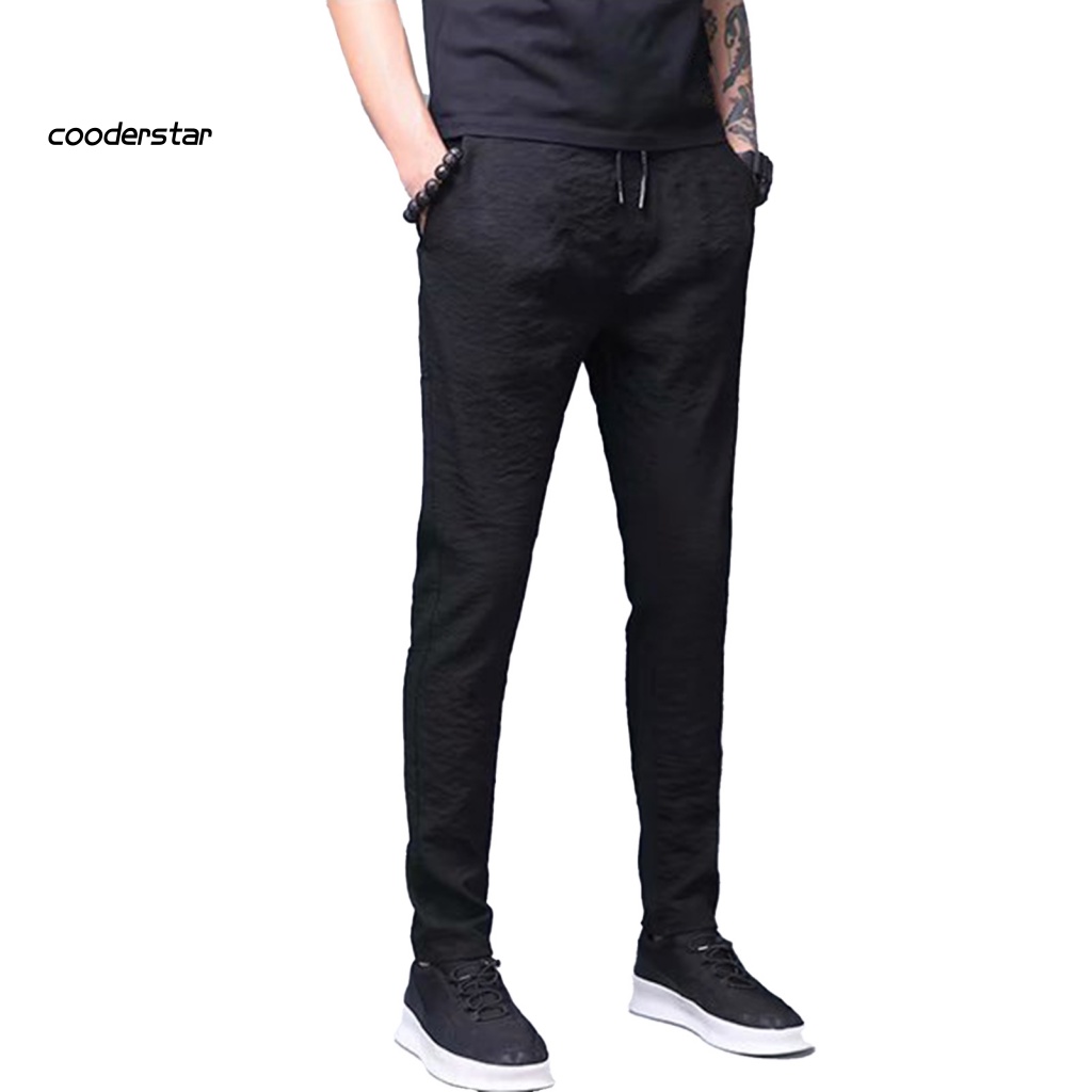 Quần Dài Ống Đứng Vải Lụa Mát Mỏng Phối Dây Rút Thời Trang Mùa Hè Cho Nam