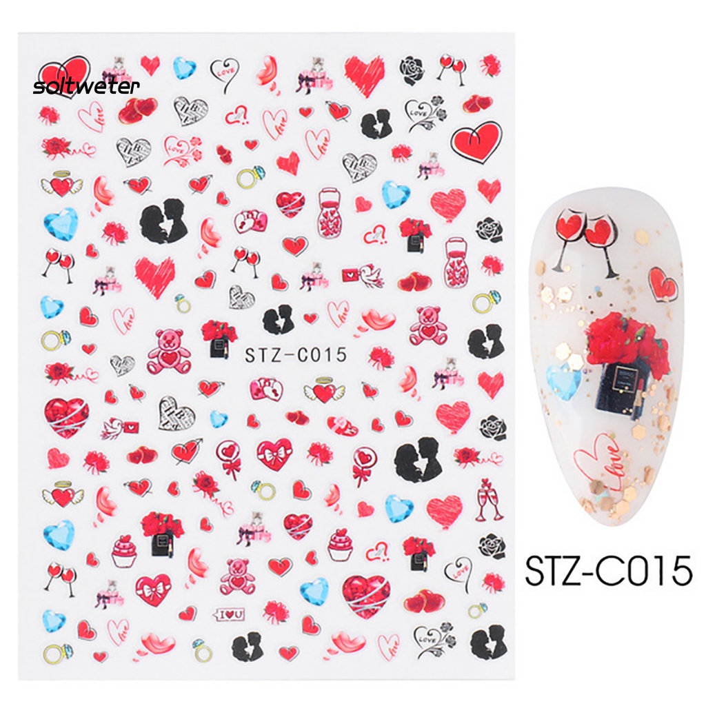 Miếng Dán Móng Tay Hình Trái Tim Dễ Thương Cho Cặp Đôi