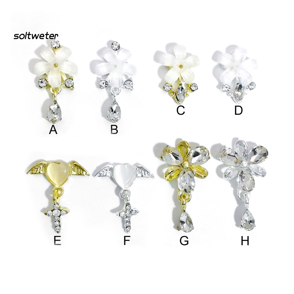 Bộ 10 Phụ Kiện Trang Trí Móng Tay Tạo Hiệu Ứng 3D Lấp Lánh Bằng Hợp Kim