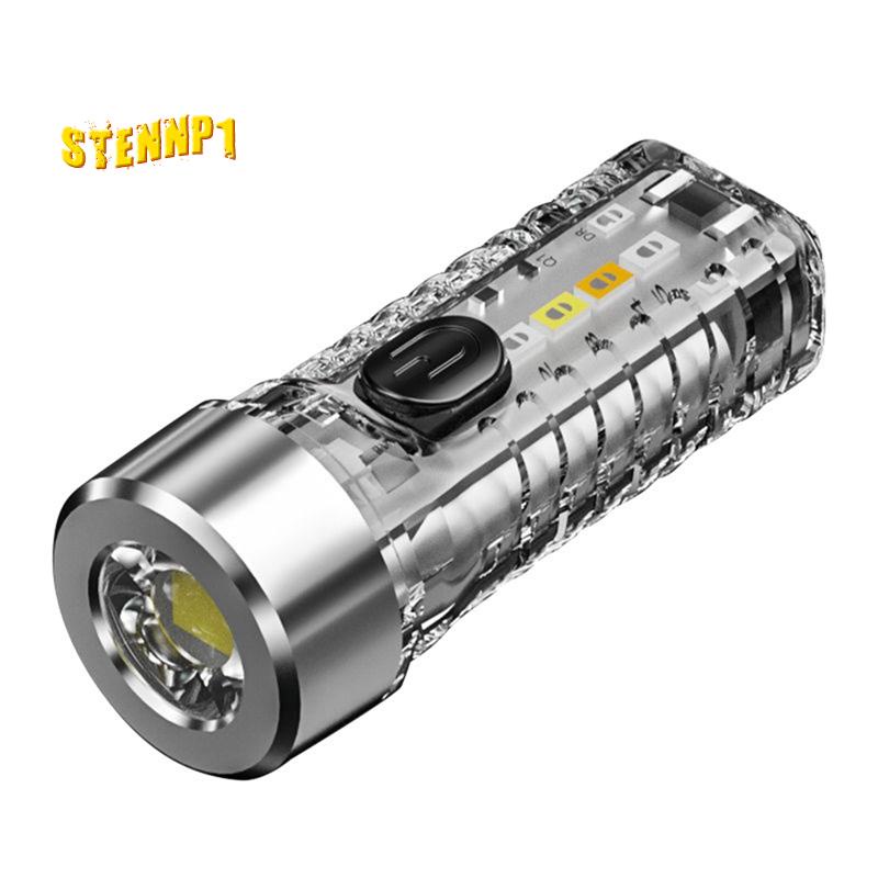 Móc Khóa Đèn Pin Mini Đa Năng Màu Đỏ Và Xanh Dương Có Thể Sạc Lại