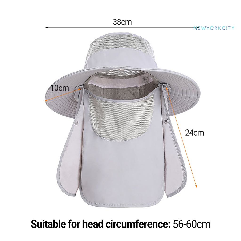 Mũ Câu Cá Có Vành Che Mặt Vành Che Cổ Chống Tia UV Có Thể Tháo Rời Kèm Dây Đeo Tùy Chỉnh Tiện Dụng