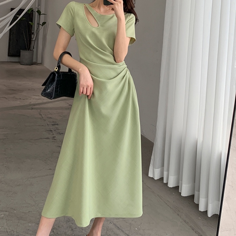 Multiplication black green tính khí váy nữ mùa hè high-end sang trọng váy hepburn style little black dress ff