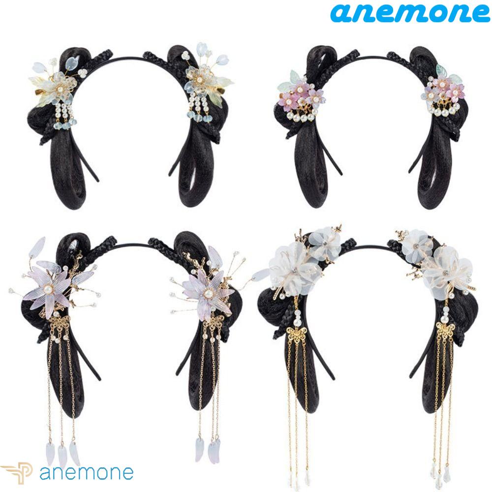 ANEMONE Tóc Giả Màu Đen Tự Nhiên Dùng Hóa Trang Phong Cách Trung Hoa Cổ Điển