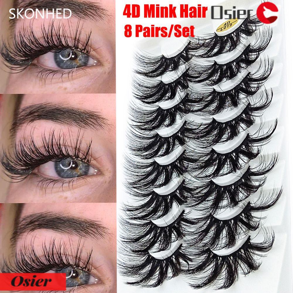 OSIER1 Set 8 Cặp Lông Mi Giả SKONHED Tạo Hiệu Ứng 4D Nhiều Lớp Dày Dặn