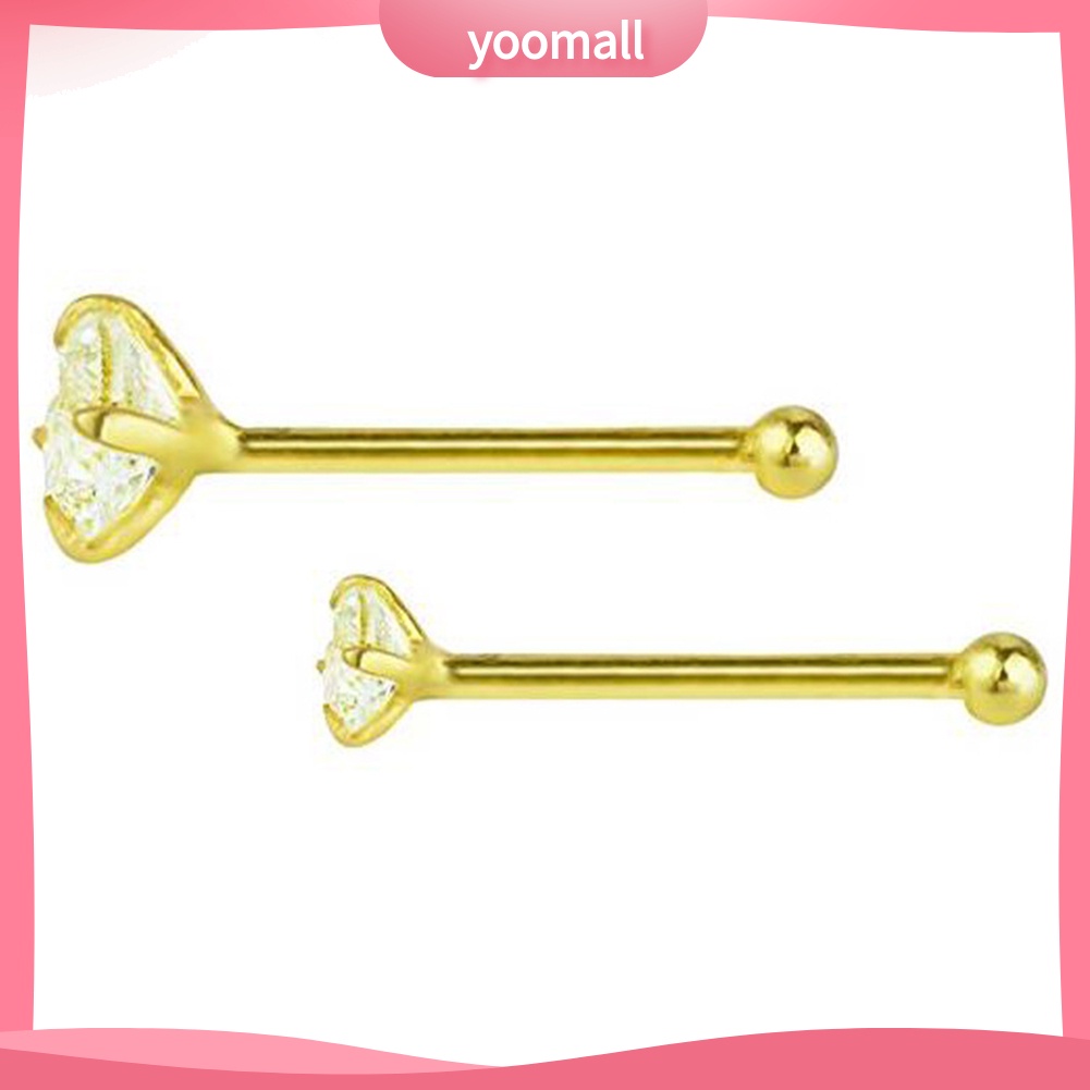 Set 3 Khuyên Mũi Bằng Thép Không Gỉ Đính Đá Thời Trang