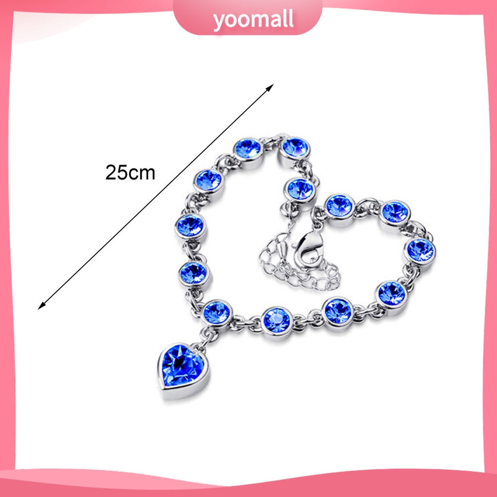 Vòng Tay Hợp Kim Đính Đá Hình Trái Tim Dành Cho Nữ