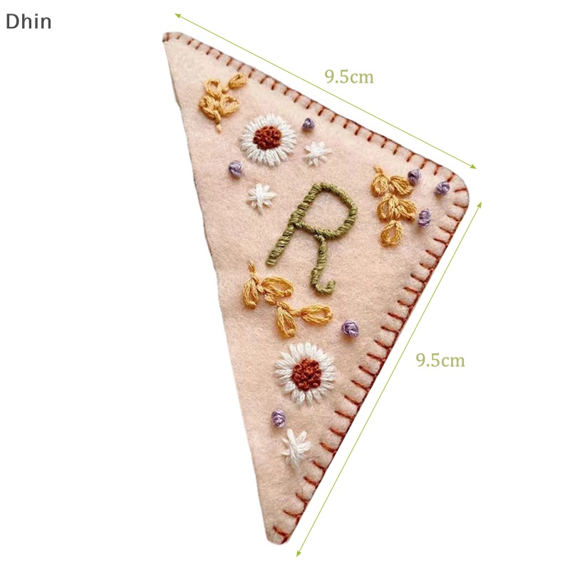 [Dhin] Personalized Hand Embroidered Corner Bookmarks Felt Triangle Marker Creative Chinese Embroidery Bookmarks Elegant Felt Flower COD