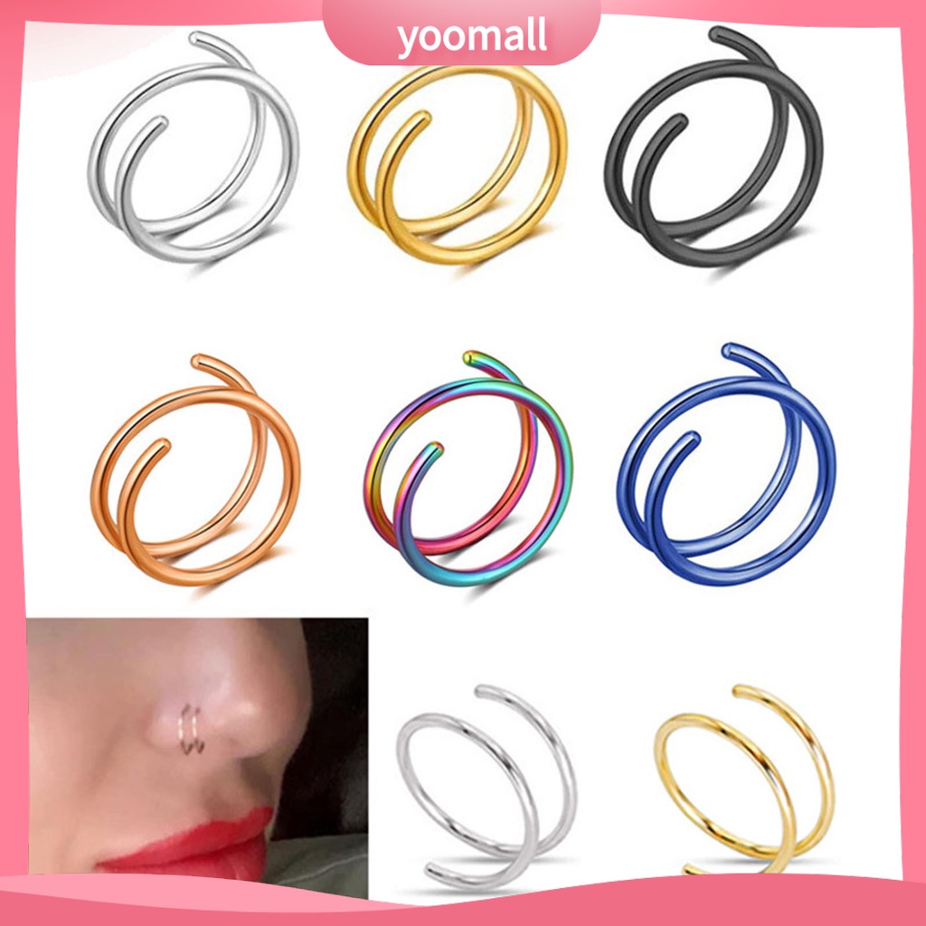 Set 5 Khuyên Mũi Đơn Xoắn Ốc Bằng Thép Không Gỉ Trang Trí Thời Trang Unisex