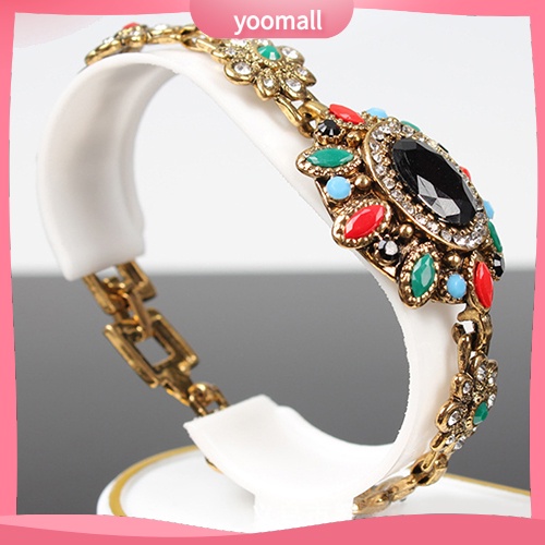 Vòng Đeo Tay Mạ Vàng Đính Đá Resin Nhiều Màu Phong Cách Bohemia Cổ Điển Dành Cho Nữ