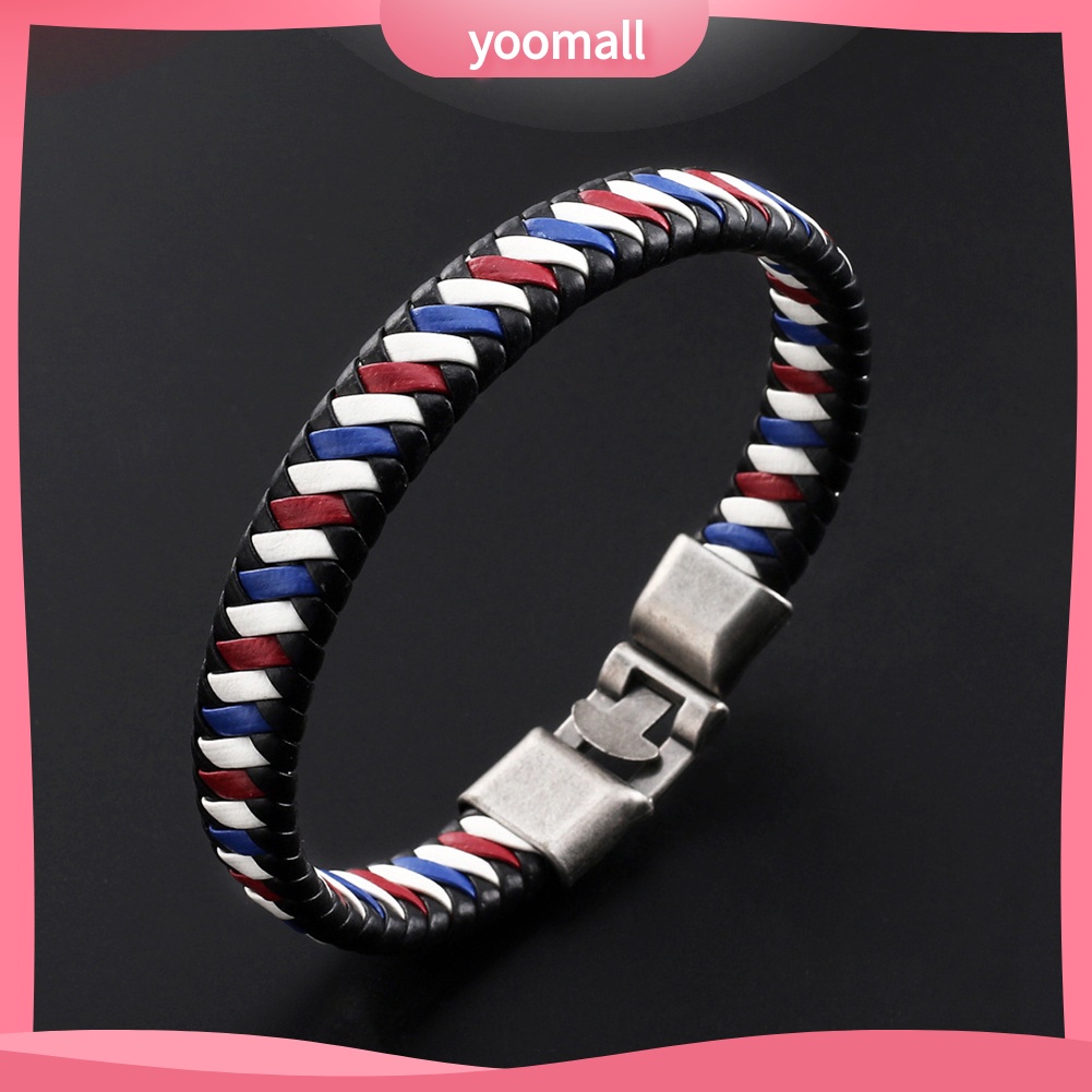 Vòng Tay Giả Da Bện Dây Khóa Trang Sức Thời Trang Cho Nam Nữ