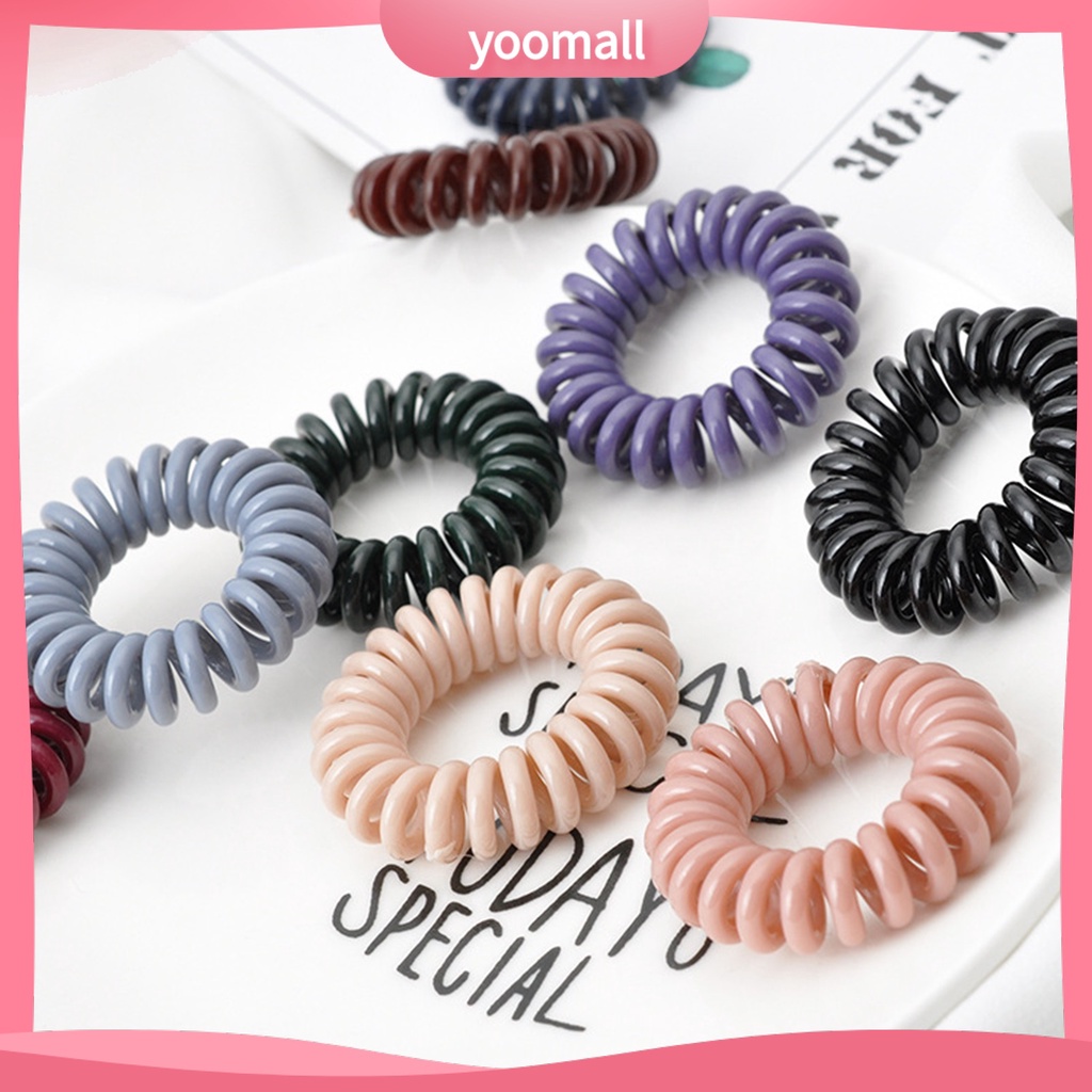 Dây Buộc Tóc Dạng Xoắn Gọn Nhẹ Không Để Lại Dấu Vết Màu Trơn Đơn Giản Cho Nữ