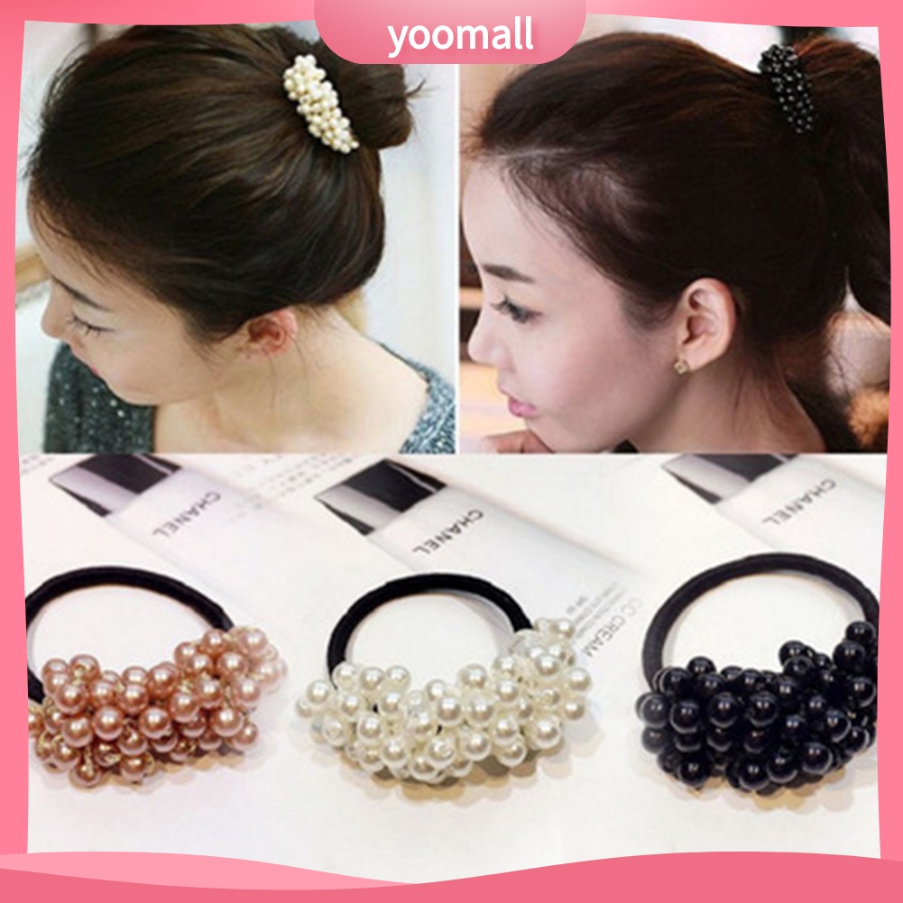 Dây Cột Tóc Đính Hạt Ngọc Trai Nhân Tạo Handmade Thời Trang Cho Nữ