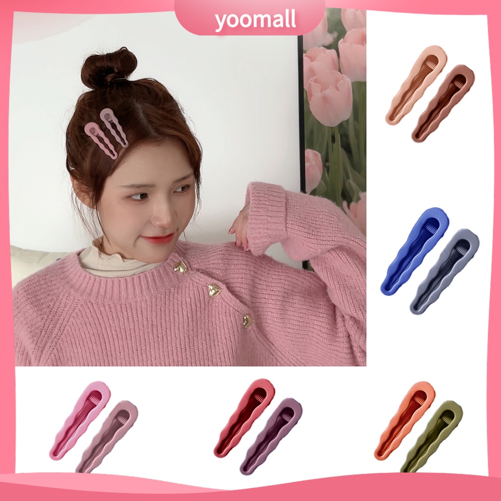 Set 2 Kẹp Tóc Màu Trơn Co Giãn Chống Trượt Trọng Lượng Nhẹ Dành Cho Nữ