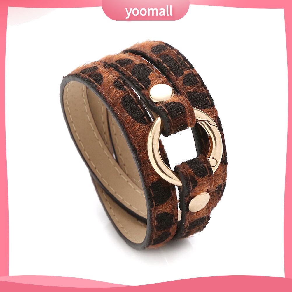 Vòng Tay Giả Da Nhiều Lớp Họa Tiết Da Beo Thời Trang Dành Cho Nữ