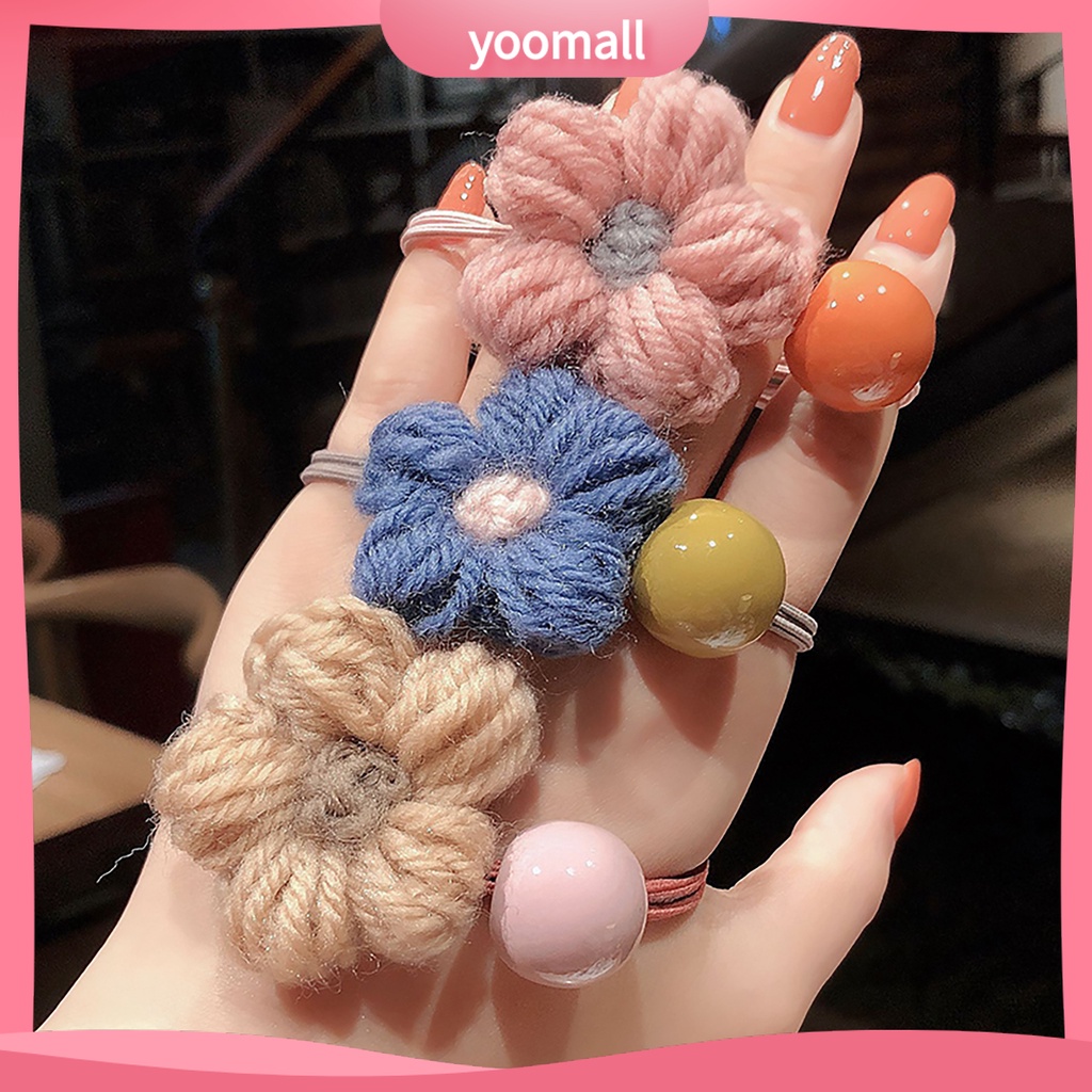 Dây Cột Tóc Co Giãn Mềm Mại Đính Hoa Dễ Thương Cho Bé Gái