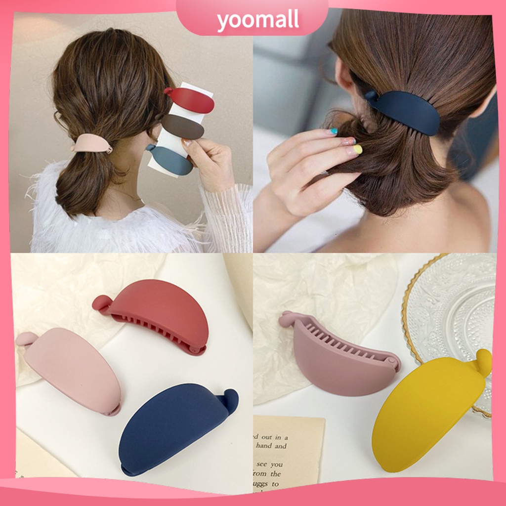 Set 2 Kẹp Tóc Càng Cua Bằng Acrylic Màu Sắc Trơn Co Giãn Tốt Dành Cho Nữ