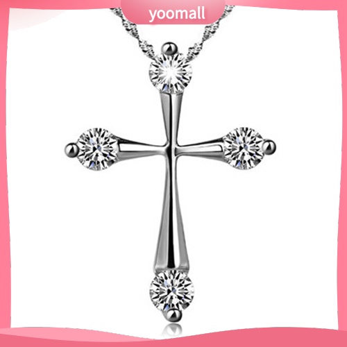 Vòng cổ Mạ Bạc Mặt Thánh Giá Đính Đá Thời Trang Dành Cho Nữ