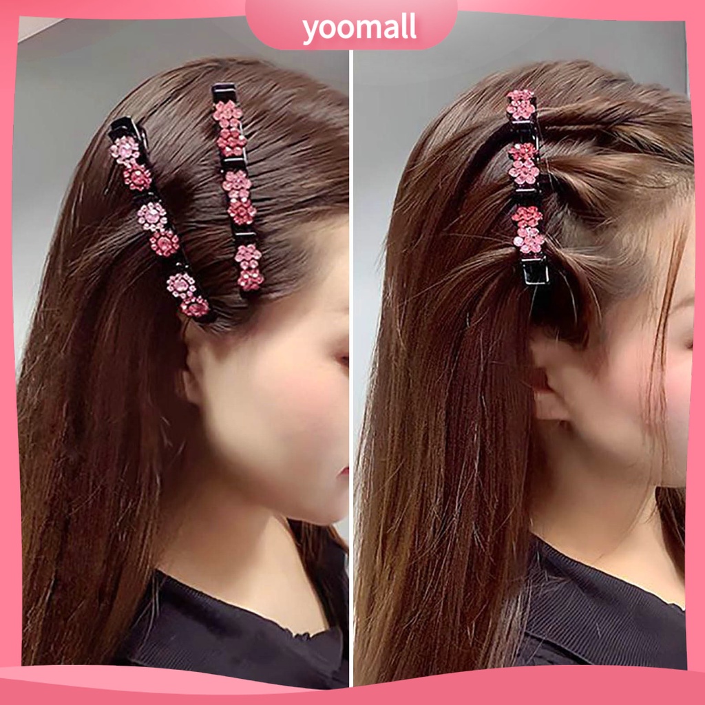 Kẹp Tóc Hai Lớp Đính Đá Lấp Lánh Thanh Lịch Chống Rơi Phong Cách Hàn Quốc