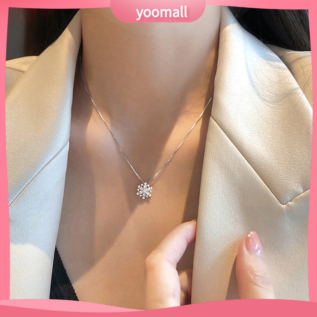 Vòng cổ Mặt Hình Hoa Tuyết Đính Đá Zircon Chống Mài Mòn Thời Trang Dự Tiệc Cho Nữ