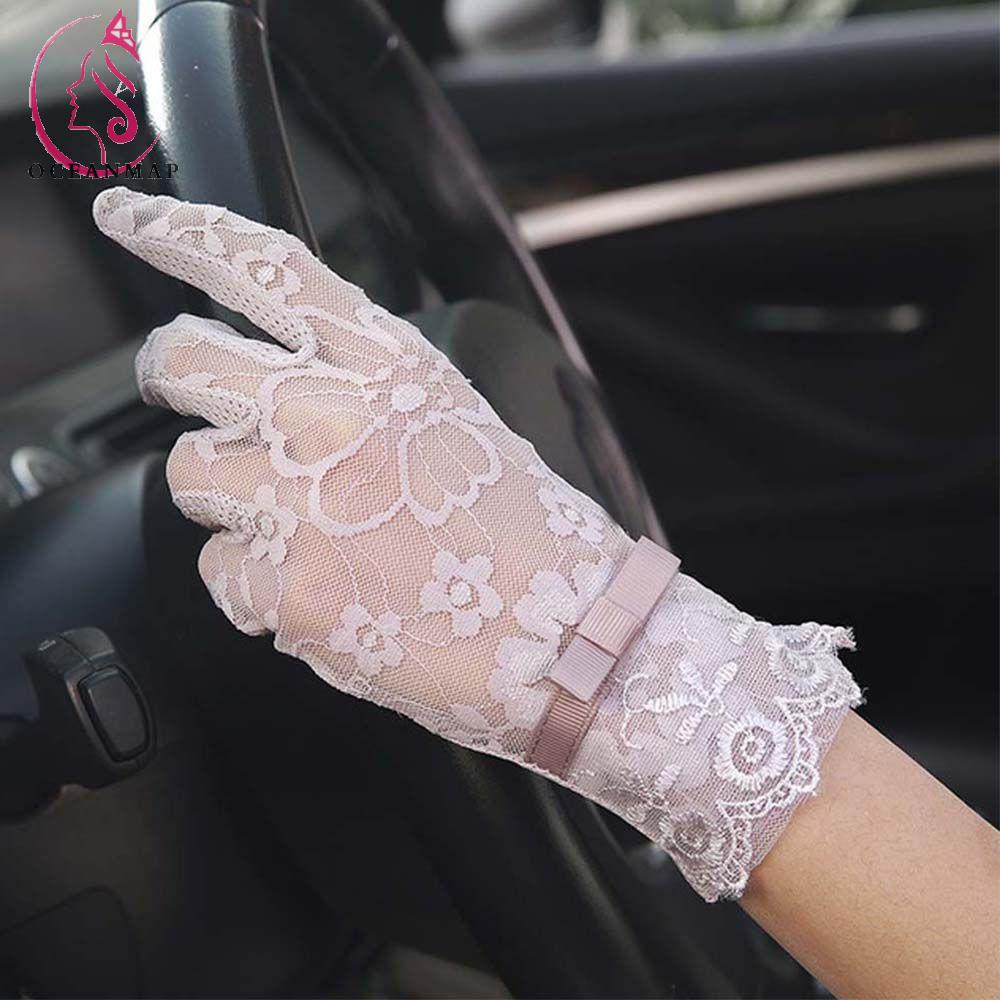 OCEANMAP Đôi Găng Tay Ren Hoa Xỏ Ngón Thời Trang Cho Nữ