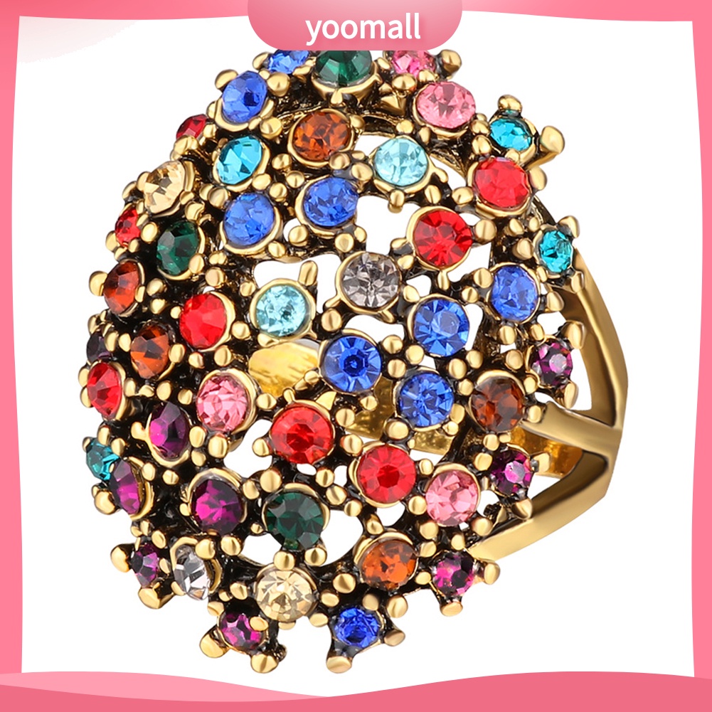 Nhẫn Đính Đá Hình Oval Nhiều Màu Sang Trọng Cho Nữ
